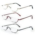 thumbnail image 1 of 3 Pairs Reading Glasses Spring Hinges Half Moon Semi Rimless Readers, 1 of 5