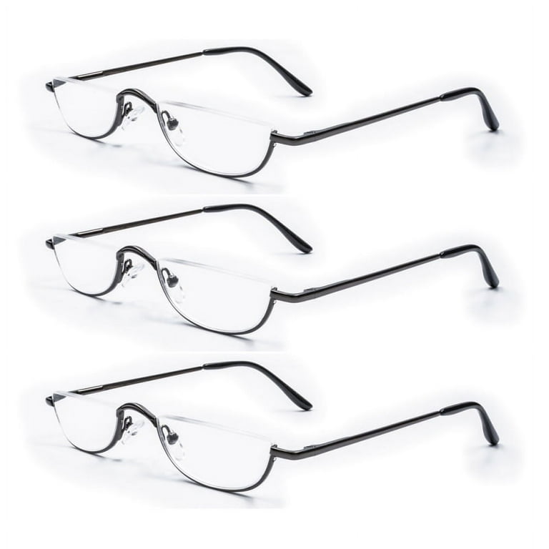 Walmart 3 Pairs Semi Rimless Half Moon Reading Glasses with Spring Hinges for Men Women Walmart