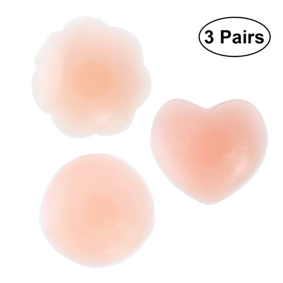 WHAMVOX Silicone Breast pasties for Women Comfortable Reusable Adhesive Covers Beige 3 Pairs