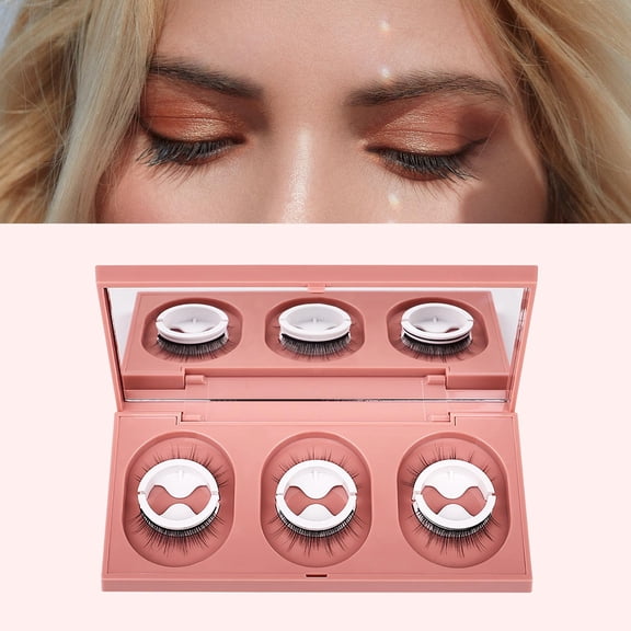 3 Pairs Reusable Self-Adhesive Eyelashes, Glue Reversible Makeup Gifts Slender Long Easy to Wear, 3D ,Women False Eye Lashes - W12