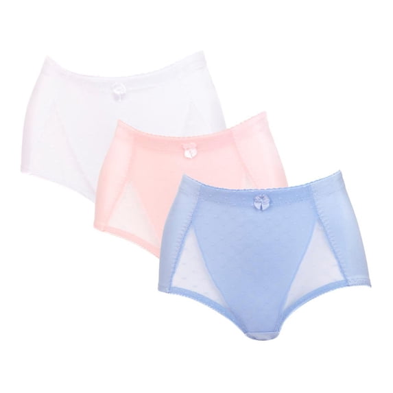 3 Pairs: Rhonda Shear Pin-Up Lace Full-Coverage Control Briefs - 472471F1F488