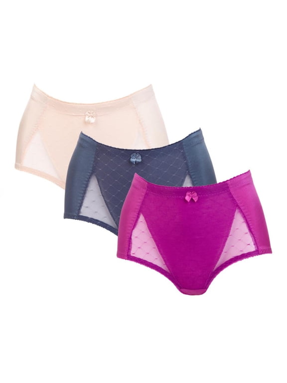 3 Pairs: Rhonda Shear Pin-Up Lace Full-Coverage Control Briefs - 472471N1X483