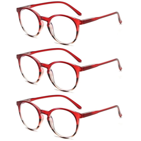 3 Pairs Round Blue Light Blocking Reading Glasses Spring Hinges Readers