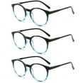 thumbnail image 1 of 3 Pairs Round Blue Light Blocking Reading Glasses Spring Hinges Readers, 1 of 5