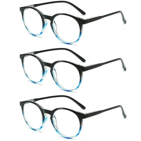 3 Pairs Round Blue Light Blocking Reading Glasses Spring Hinges Readers