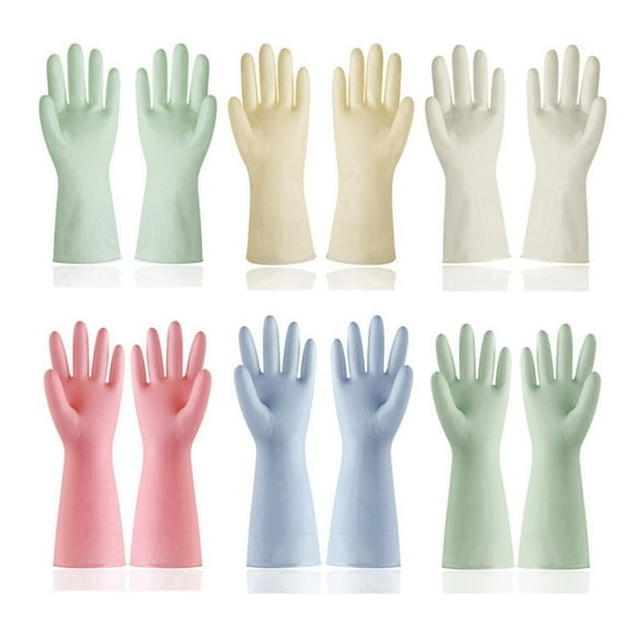 3 Pairs Rubber Kitchen Dishwashing Gloves, Reusable Waterproof Latex Household Cleaning Gloves, Non-Slip and Flexible for Washing Dishes, Kitchen and Bathroom Cleaning Random Color S