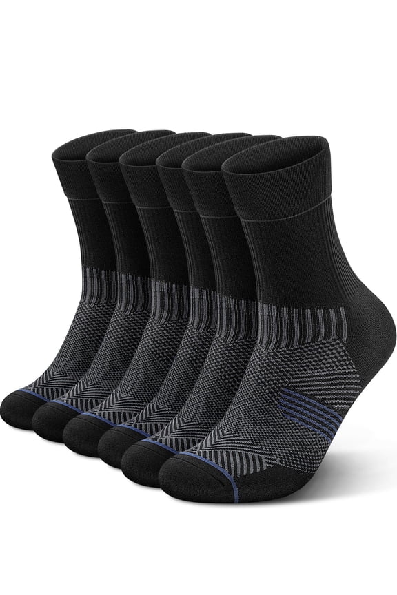 3 Pairs Running Compression Socks for Men & Women, Atheltic Crew Socks with Cushion, Arch Support for Hiking, Cycling
