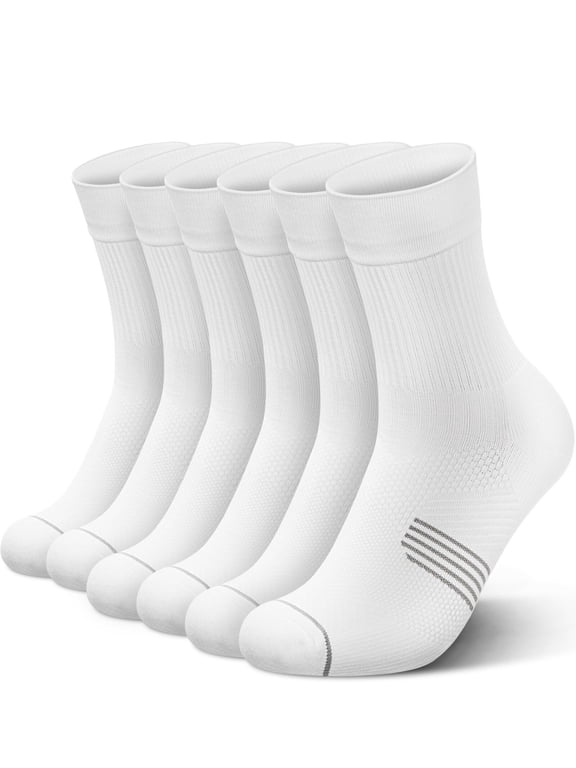 3 Pairs Running Compression Socks for Men & Women, Atheltic Crew Socks with Cushion, Arch Support for Hiking, Cycling