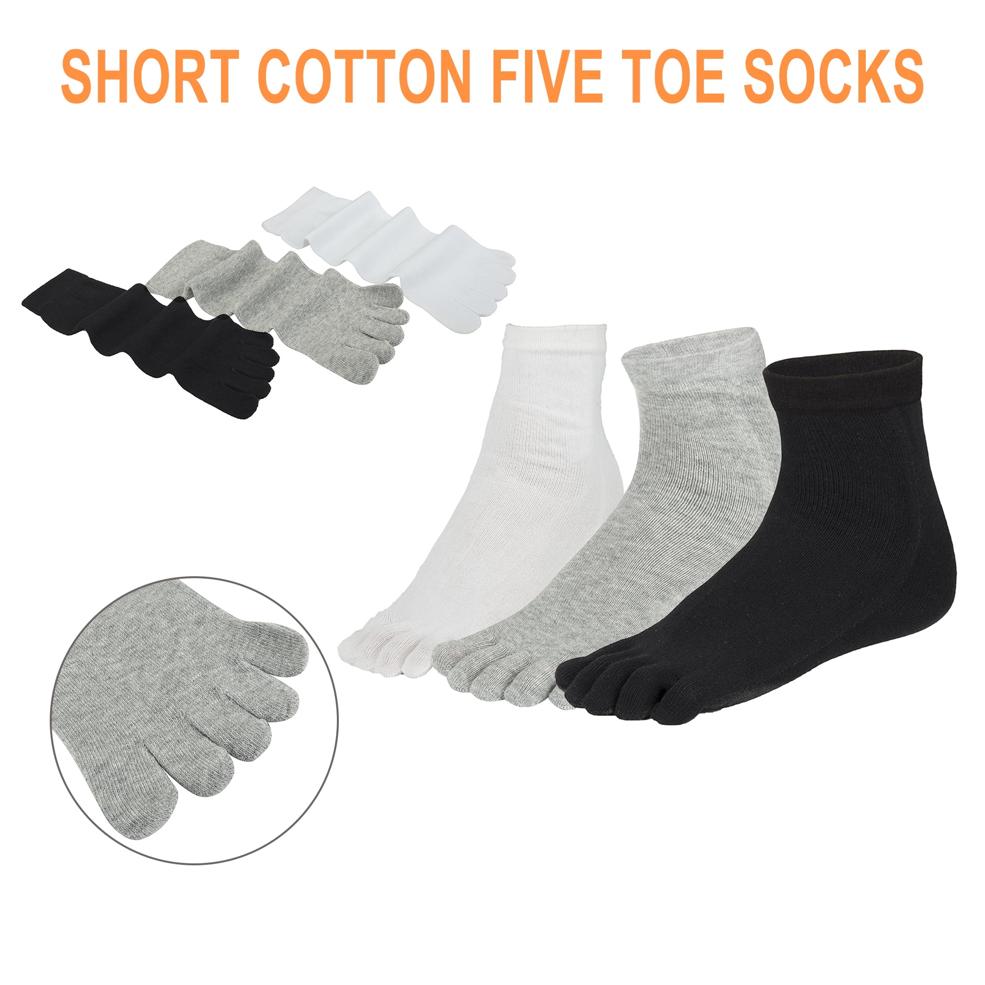3 Pairs Running Toe Socks, Athletic Socks, Five Finger Trainer Socks