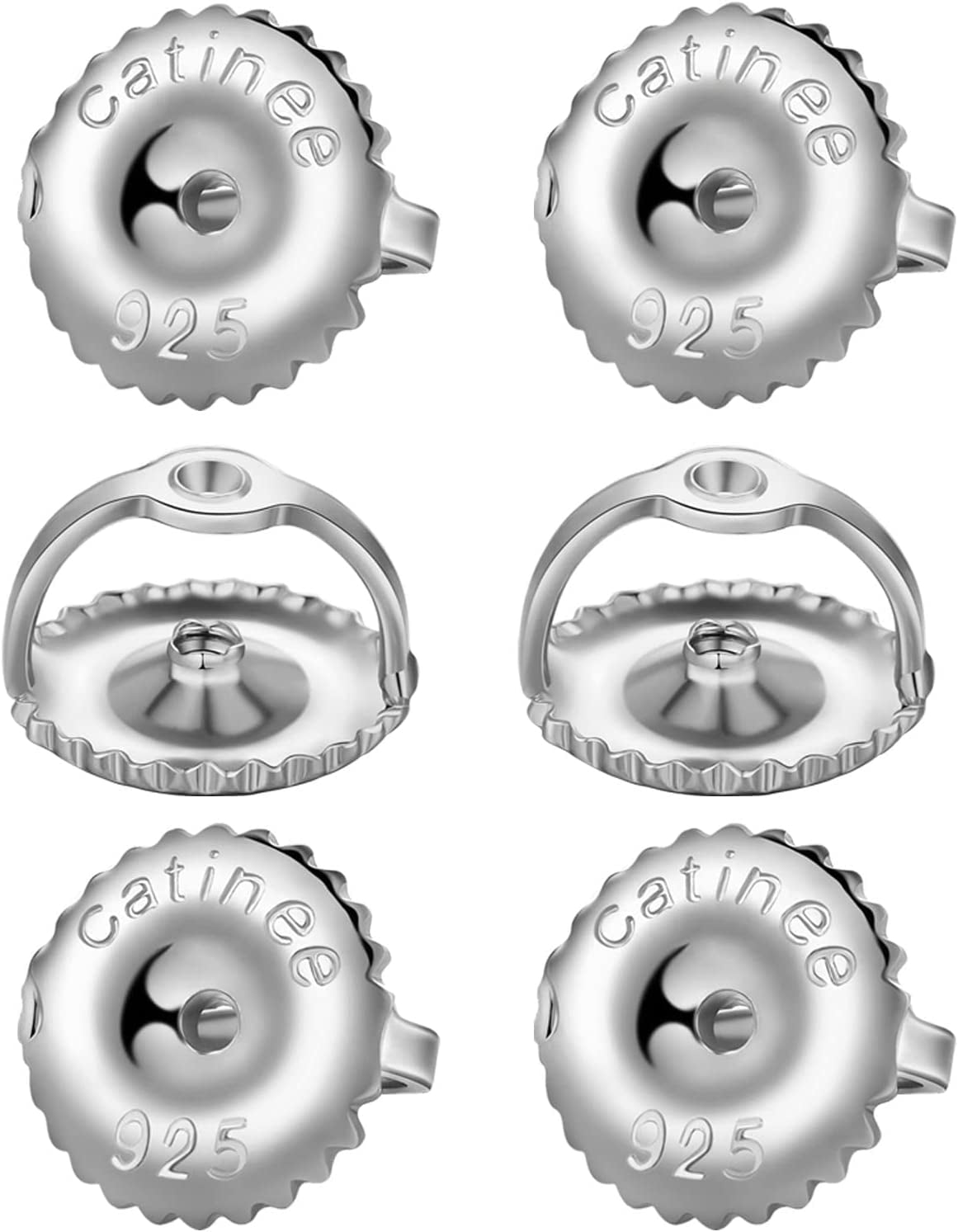 3Pairs Screw Earring Backs Replacements,14K Gold Plated 925 Silver