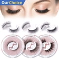 thumbnail image 1 of 3 Pairs Self Adhesive Eyelashes, Resuable False Eyelashes Natural Look, Reusable Adhesive Eyelashes, No Glue or Eyeliner Needed, Natural Look, 1 of 8