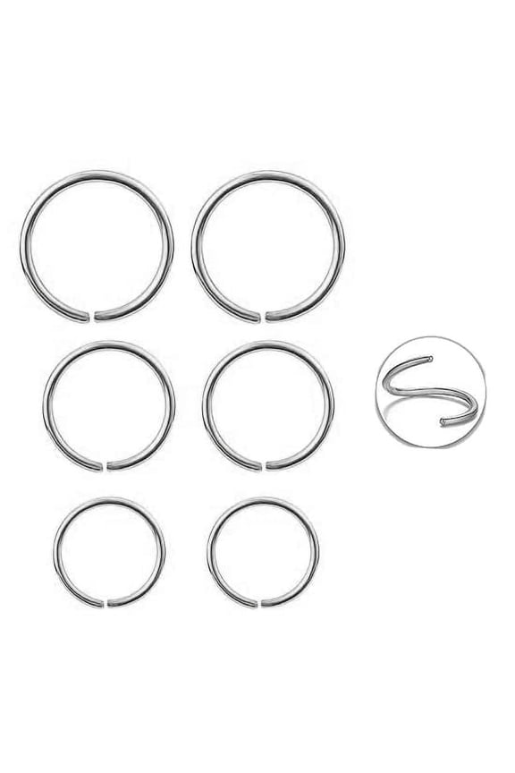 3 Pairs Set 6-7-8mm 21 GA Sterling Silver Tiny Hoop Earrings for Women Cartilage Nose Septum Helix Tragus Rings Multiple Piercing Jewelry, Hypoallergenic