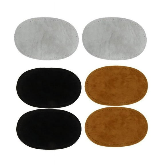 3 Pairs Sew On Suede Oval Elbow Knee Patches for Sweater Repair Crafts Black Grey Light Tan