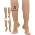 thumbnail image 1 of (3 Pairs) Sheer Open Toe Women Compression Socks 15-20 mmHg Beige, 3X-Large, 1 of 5