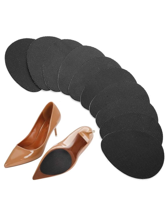 3 Pairs Shoe Sole Anti Slip Pads Adhesive Shoe Soles Protectors, Non Slip Shoe Grips, Shoe Bottom and Heel Noise Reduction Stickers for Leather Shoes and High Heels (Black)