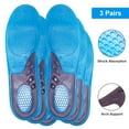 thumbnail image 1 of 3 Pairs Silicone Gel Insoles Shock Absorption Arch Support Man Women Shoe Insert Blue, 1 of 10