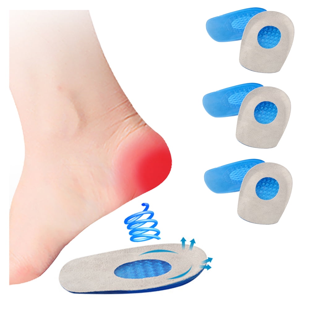 3 Pairs Silicone Heel Pads – Heel Spur Pain Relief, Shock Absorbing ...