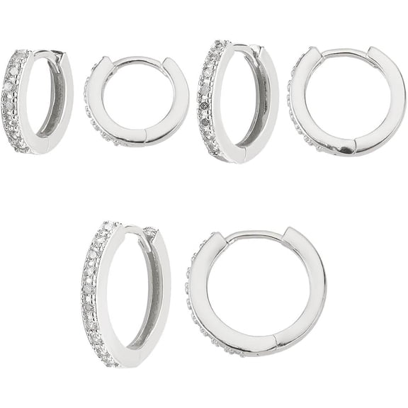 3 Pairs Silvering Hoop Earrings for Women 3 Sizes Small Silver Earrings Hoops Set Tiny Piercing Earrings Silver Hoop Earrings Kit for Sensitive Ears 11mm 13mm 15mm