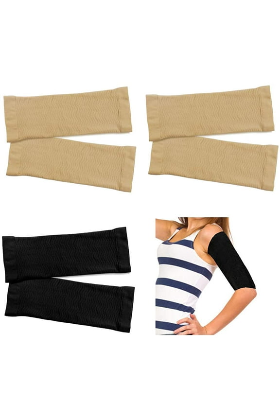 3 Pairs Slimming Arm Shaper, One Size Upper Elastic Arm Compression Sleeves for Lady Girl