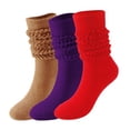 thumbnail image 1 of 3 Pairs Slouch Boot Socks Thermal Warm Winter Thick Scrunch Cozy Crew Socks for Women, 1 of 4