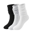 thumbnail image 1 of 3 Pairs Slouch Boot Socks Thermal Warm Winter Thick Scrunch Cozy Crew Socks for Women, 1 of 4