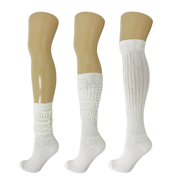3 Pairs Slouch Socks Premium Cotton Scrunch Socks Shoe Size 5 to 10