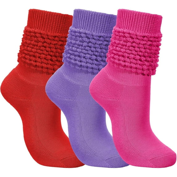 3 Pairs Slouch Socks Scrunch Socks Cotton Knit Boot Socks Soft Long Socks Winter Stacked Socks for Women
