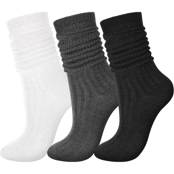 3 Pairs Slouch Socks Scrunch Socks Cotton Knit Boot Socks Soft Long Socks Winter Stacked Socks for Women