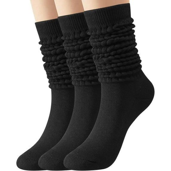 3 Pairs Slouch Socks Women, Long Winter Thigh High Boot Scrunch Socks, Warm Soft Slouchy Socks for Women Size 5-11