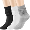 thumbnail image 1 of 3 Pairs Slouch Socks Women, Scrunchy Socks for Women Knee High Scrunch Socks Size 5-11, 1 of 6