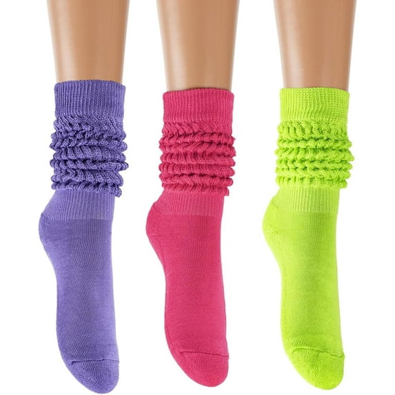 3 Pairs Slouch Socks Womens Scrunch Knee-High Boot Socks Slouchy Extra Long Soft Stacked Socks Size 5-11