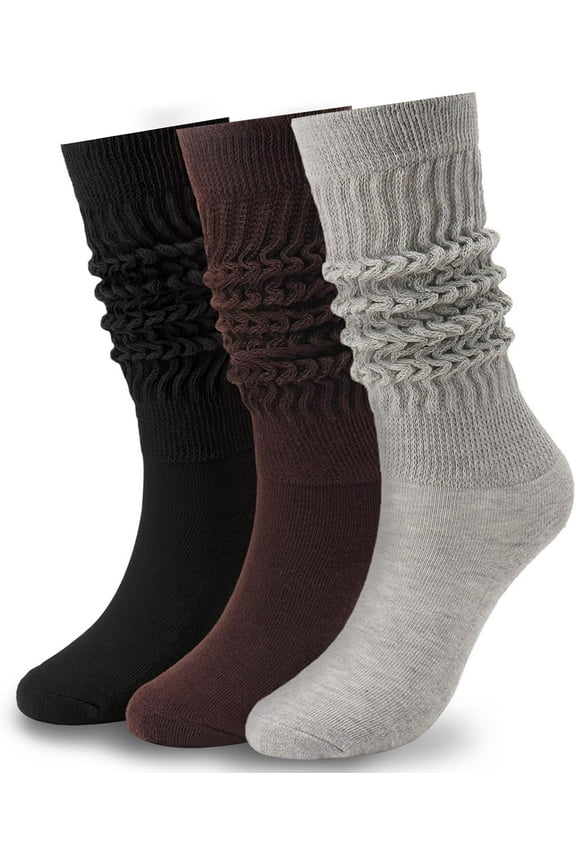 3 Pairs Slouch Socks for Women Size 9-11 Soft Extra Long Scrunch Knee High Boot Socks