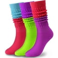 thumbnail image 1 of 3 Pairs Slouch Socks for Women Size 9-11 Soft Extra Long Scrunch Knee High Boot Socks, 1 of 7