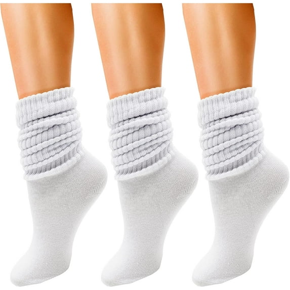 3 Pairs Slouch Socks for Women, Soft Extra Long Scrunch Knee High Sock