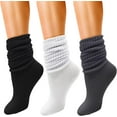 thumbnail image 1 of 3 Pairs Slouch Socks for Women, Soft Extra Long Scrunch Knee High Sock, 1 of 5