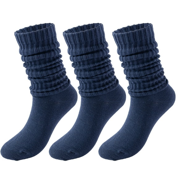 3 Pairs Slouch Socks for Women, Soft Extra Long Scrunch Knee High Socks, Bulk Pack