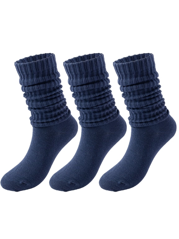 3 Pairs Slouch Socks for Women, Soft Extra Long Scrunch Knee High Socks, Bulk Pack