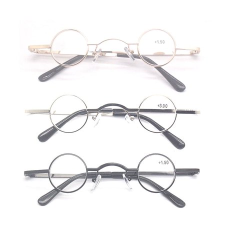 3 Pairs Small Round Metal Reading Glasses