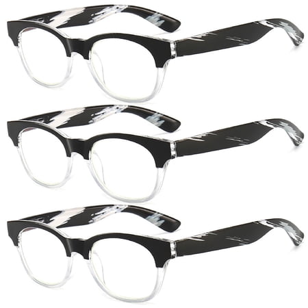 3 Pairs Small Square Reading Glasses Spring Hinges Readers