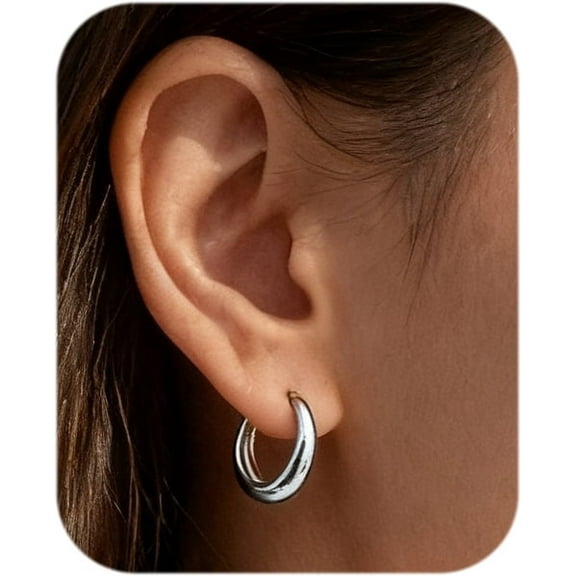 3 Pairs Small Sterling Silver Huggie Hoop Earrings Set for Women - Lightweight Hypoallergenic Mini Cartilage Hoops, Perfect for Ear Piercing & Daily Wear | Dainty Jewelry Gift, 10/14/16mm (Silvery)