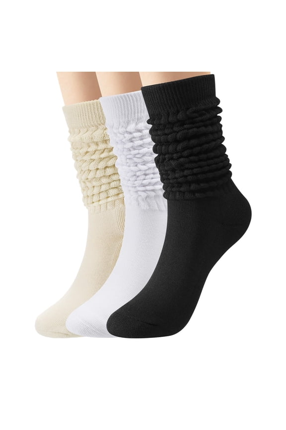3 Pairs Socks Women Thigh High Boot Socks Soft Scrunch Comfort Socks , Retro Scrunch Short Sock, Womenswear Accessories,Textiles & Soft Furnishings