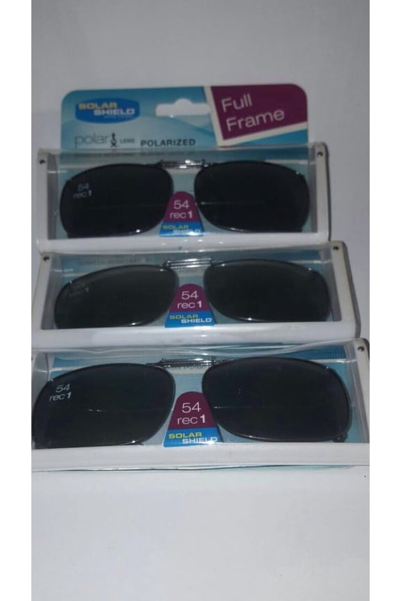 3 Pairs Solar Shield Driving Lens 54 Rec 1 Full Frame Polarized Clip on Sunglasses 100% Uva/uvb Protection