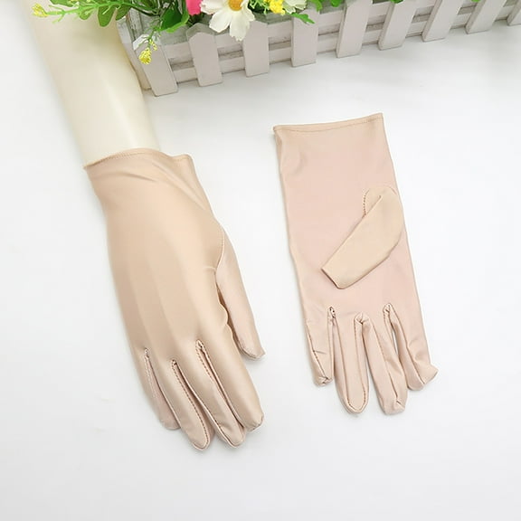 3 Pairs Solid Color Cotton Gloves, Reusable Multi-Purpose Work Gloves, Soft Elastic Hand Protection for Jewelry Handling, Costume Events, and Formal Occasions Beige
