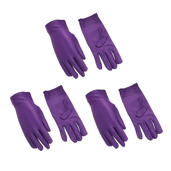3 Pairs Solid Color Cotton Gloves, Reusable Multi-Purpose Work Gloves, Soft Elastic Hand Protection for Jewelry Handling, Costume Events, and Formal Occasions Purple