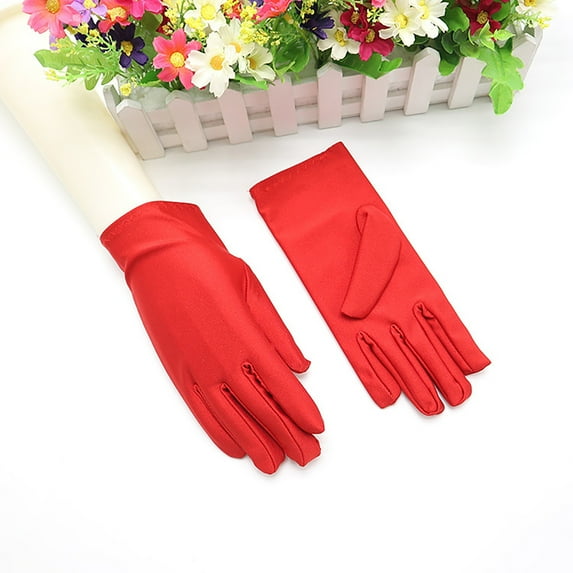 3 Pairs Solid Color Cotton Gloves, Reusable Multi-Purpose Work Gloves, Soft Elastic Hand Protection for Jewelry Handling, Costume Events, and Formal Occasions Red