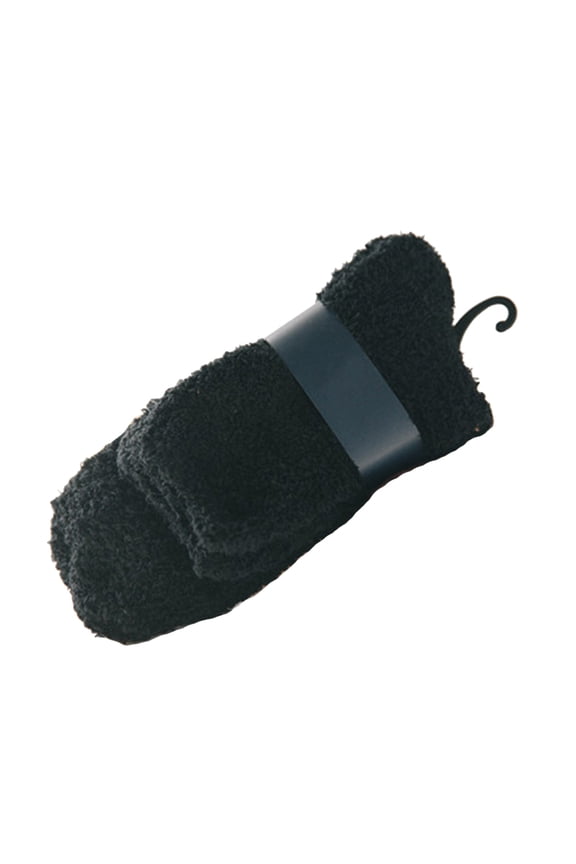 3 Pairs Solid Color Men Fluffy Slipper Socks Fuzzy Thicken Warm Coral Fleece Home Sleeping Stocking for Winter - Free Size (Black)