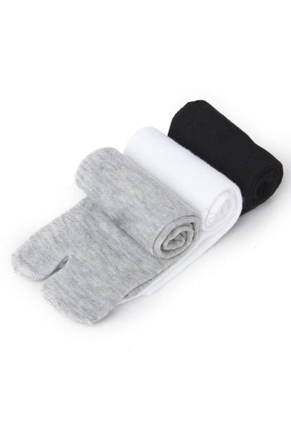3 Pairs Split Toe Japanese Style Cotton Slippers Sweat Absorption Socks-black/gray/white-