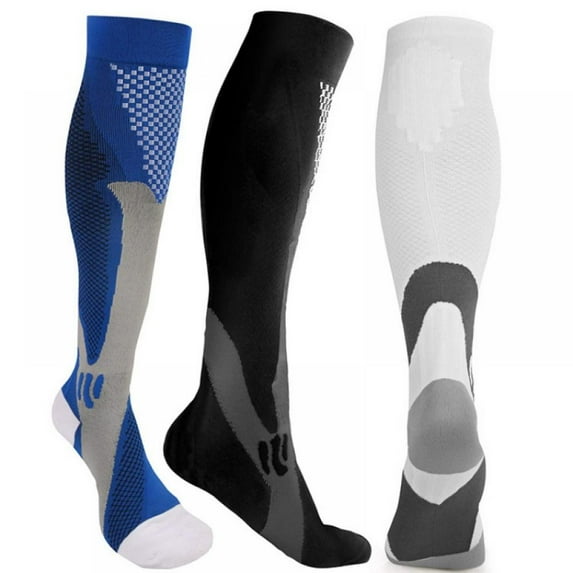 3 Pairs Sport Compression Socks Men & Women, 20-30 mmHg Graduated Knee High Stocking for Running Marathon, Basketball, Varicose Veins, Nursing "L/XL"