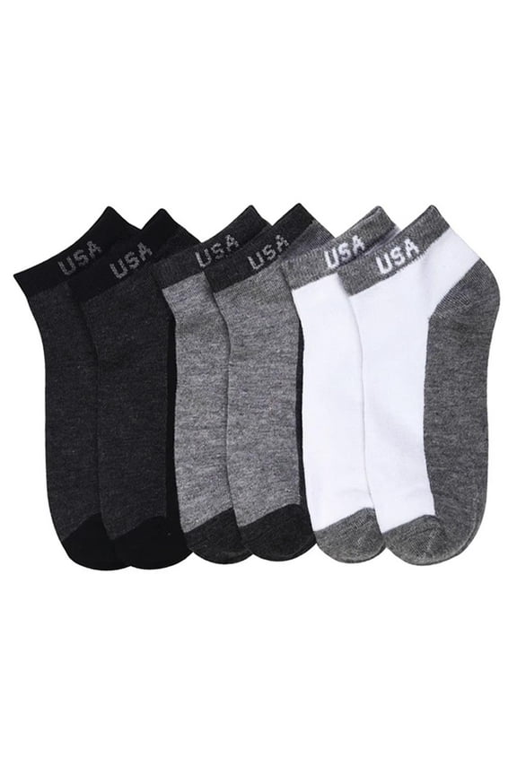 3 Pairs Sport Quarter Ankle Crew Socks Low Cut Cotton 10 13 Black Grey Charc USA