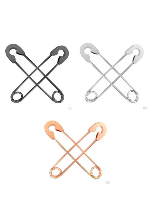 3 Pairs Stainless Safety Pin Earrings Retro
